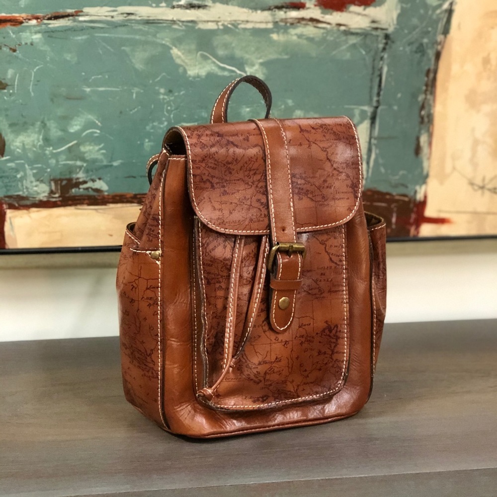 Patricia Nash Aberdeen Rust Map Print Backpack NWT